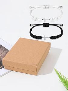 Cross Design Braided Bracelet for Women & Men, Couple Adjustable Bracelet, Fashion Jewelry for Party, Daily Decor, Trendy All-match & Exquisite Jewelry for Gift, Valentine's Day, Gift