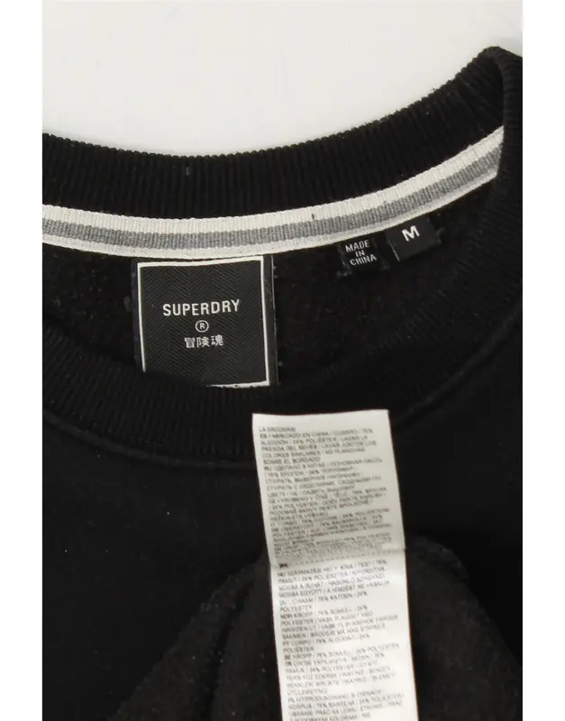 Pre-Owned Vintage SUPERDRY Mens Sweatshirt Jumper Medium Black Cotton 3