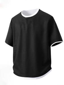 Men's Waffle Knit Short Sleeve Tee, Casual Loose Round Neck T-shirt for Summer, Fashion Men's Top for Daily Wear