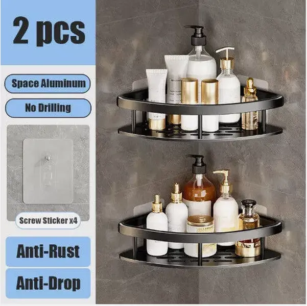 STAINLESS STEEL SHOWER CADDY 100% RUST FREE BATHROOM SHELF CORNER ORGANIZER RACK