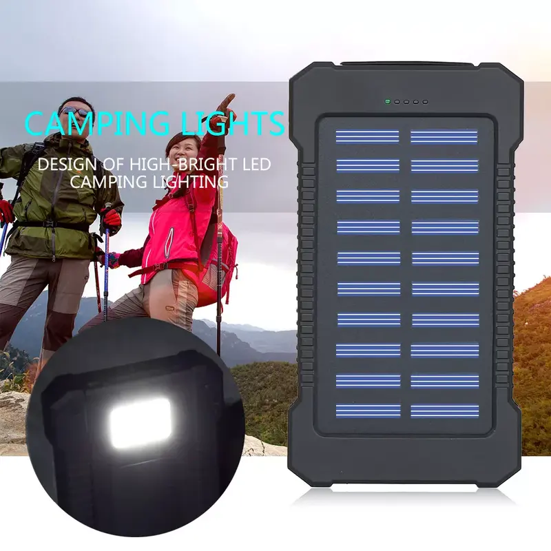 Portable 9000000mah Solar Power Bank Pack USB LED Pack Battery Charger For Phone 2