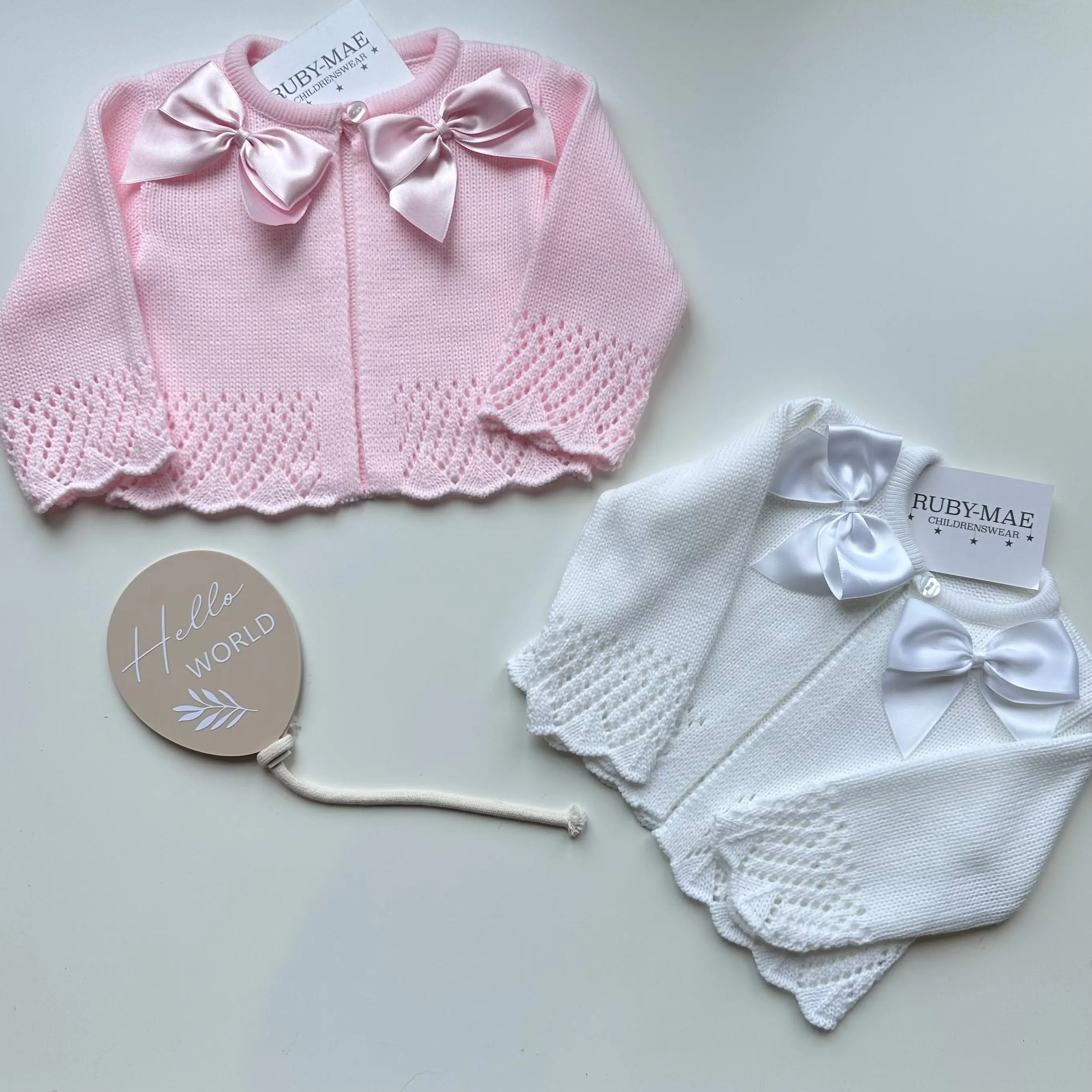 Baby Girls Double Bow Knitted Bolero Cardigan