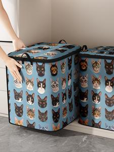 Cat Pattern Storage Bag, Large Capacity Clothes Storage Bag, Collapsible Storage Box with Zipper & Handle for Home Bedroom Dormitory Office