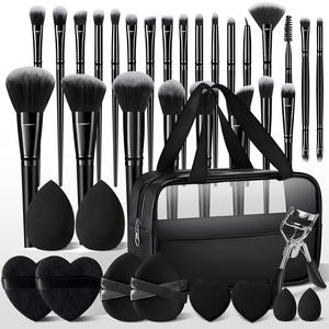 Professional Makeup Brush Set with Storage Bag, 37pcs/set Makeup Brushes & Sponges & Puffs & Eyelash Curler, Professional Makeup Tools for Women, Cosmetic