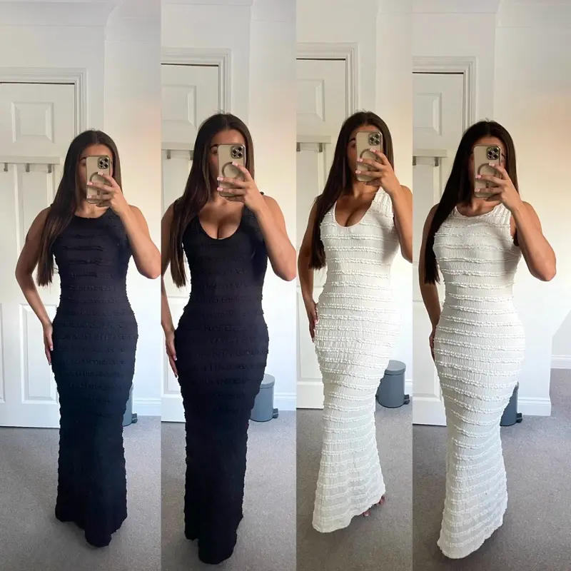 MISSIE CLOSET “Maya” Ruffle Detail Maxi Dress 0