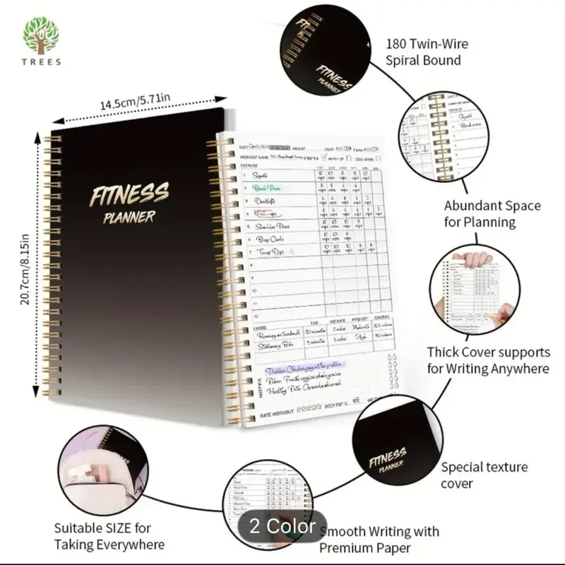 Fitness Planner Notebook - Daily Workout Tracker, Goal Setting, and Body Measurement 3