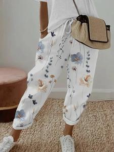 【Plus Size】 Floral Print Pants, Casual Comfy Wide Leg Trousers for Daily Wear, Women's Bottoms for Spring & Fall