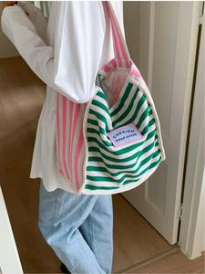Women's Striped Pattern Tote Bag, Casual Versatile Shoulder Bag for Commuters and Students, Trendy All-match Bag for Daily Use
