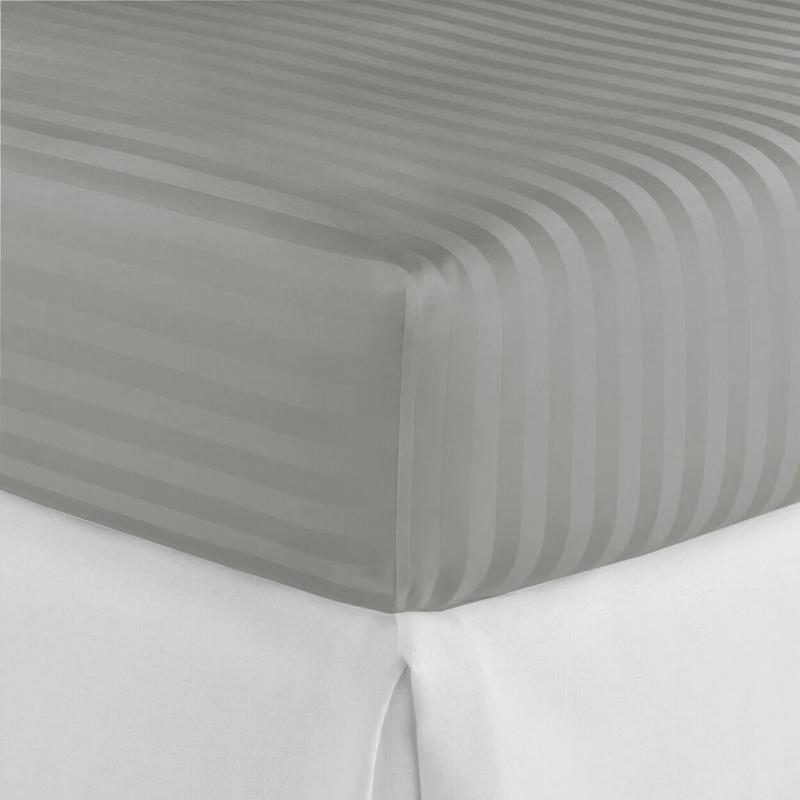 White Stripe Fitted Sheet King Size – Soft Polycotton Satin Stripe, Breathable & Wrinkle-Free Bed Sheet, Hotel Quality Bedding 5
