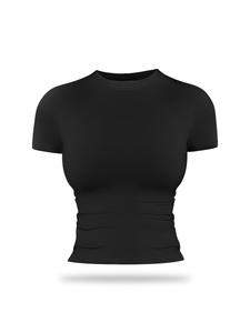 Women's Solid Color Sports Tee, Casual Style Comfy Breathable Short Sleeve T-shirt for Yoga Gym Workout Training Running, Ladies Sportswear for All Seasons, Breathable Athletic Top, Activewear, Athletic Apparel, Sporty T Shirt, Gym Athletic Clothes