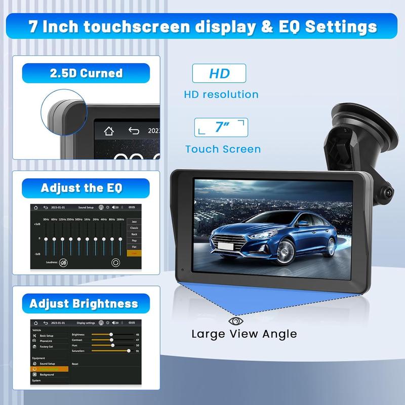 【UK SELLER 】7" Portable Wireless Car Stereo for Apple Carplay & Auto Screen, HD TouchScreen Auto for Cars, Car ScreenCarplay, Car Radio Receiver with BT, FM,AUX, Back to School Supplies car playscreen dash camera 4