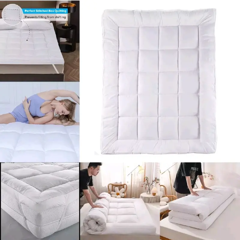 Hotel Quality Mattress Topper 10cm Deep Extra Thick Luxury - Cooling & Anti-Allergy, Elasticated Corner Straps, Single Double King Super King Sizes 8