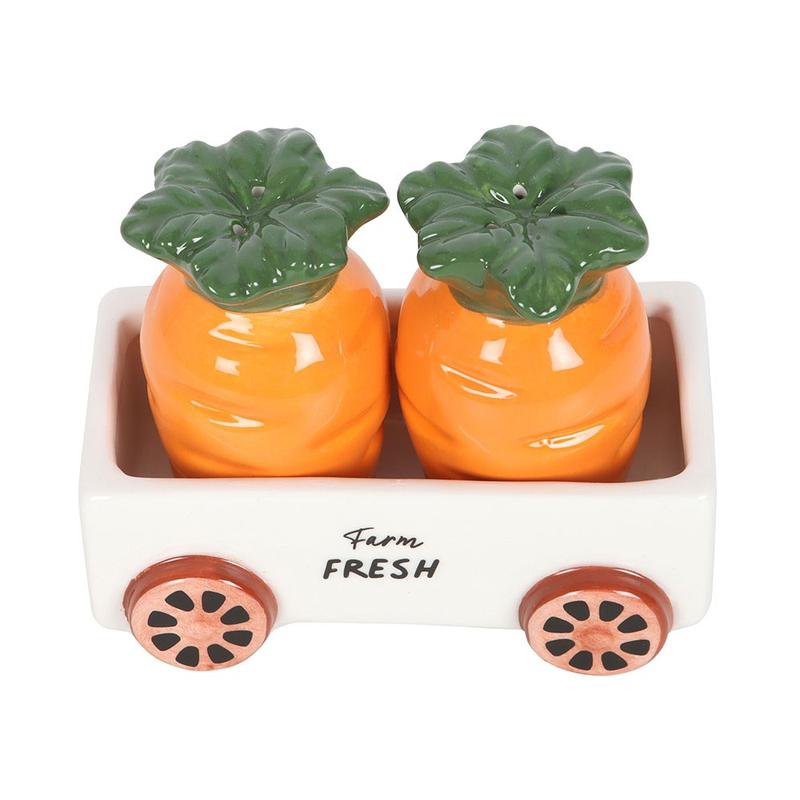 Carrot Design Salt & Pepper Shakers In ceramic cart holder - Easter Spring Home Accessory 1