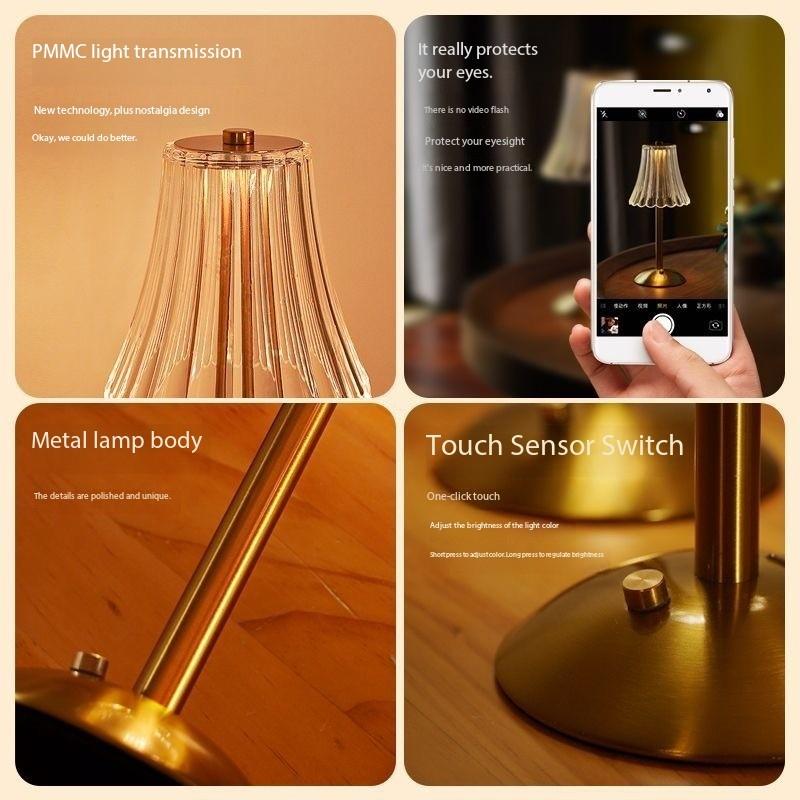 Product Introduction of Vintage Desk Lamp With Touch Sensor, USB Rechargeable Bedroom Night Light, 3-color DimmingDesk Light For Home Decor, Valentine's Day Gift 5