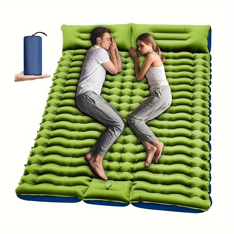 Double Sleeping Pad - Self Inflating Extra-Thick for 2 Person with Pillow Built-in Foot Pump Inflatable Sleeping Mat for Backpacking, Hiking, Traveling, Tent, Portable Camping Mat 4