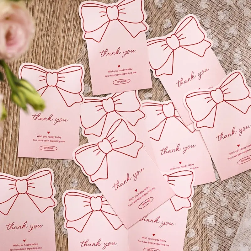40pcs Pink Bow Thank You Stickers Pink Coquette Bow knot Self-Adhesive Seal Labels Sticker for Boxes Water Bottles Baker Goods Decor 2
