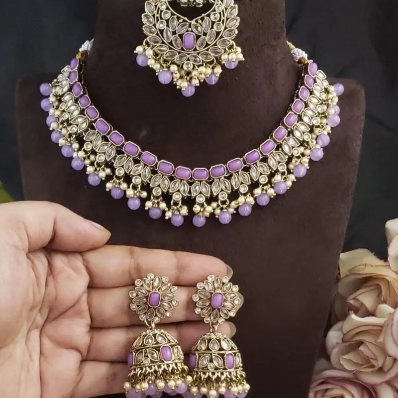 Necklace Sets punjabi jewellery pakistan indian jewelry desi pakistani cheap mehndi set kundan wedding i sale 7