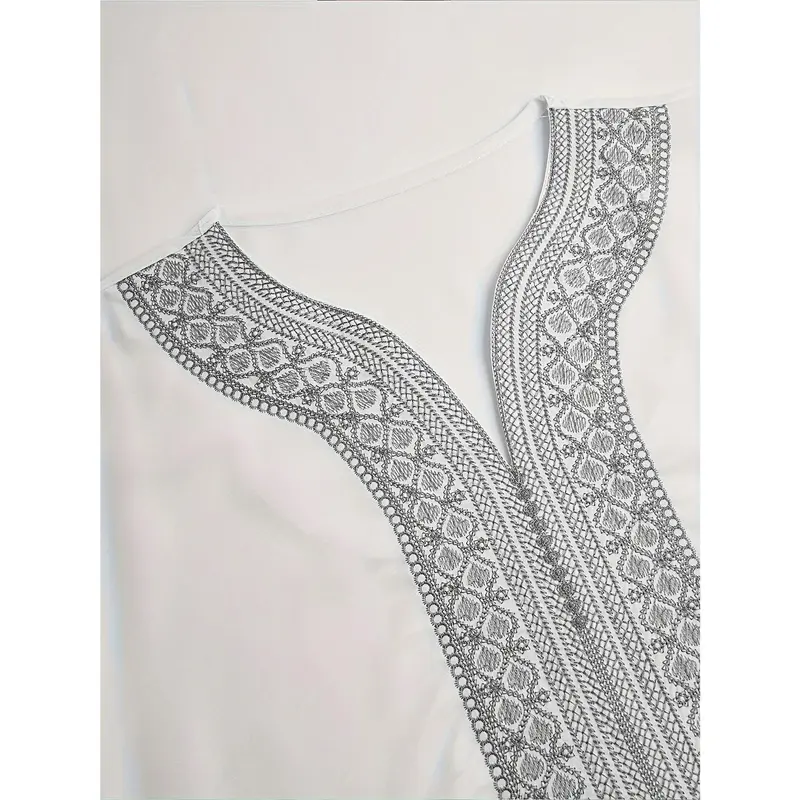 [Moroccan robe] Zhiyu's selection | Moroccan Men's robe | pure white Silvery thread embroidered, Muslim fashion traditional festival clothing, Gift for Eld, Gift for Ramadan 3