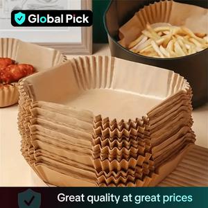 Square Air Fryer Paper Liner, 1 Set 3-5L Universal Air Fryer Baking Paper, Oil Absorbing Baking Paper, Food Grade Baking Tray for Home Kitchen, Baking Supplies Kit Gift, Baking Tools