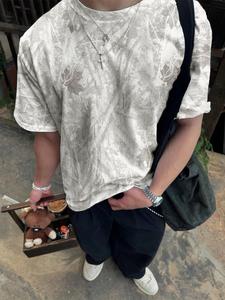 Unisex's Regular Fit All Over Print Short Sleeve Tee, Casual Streetwear T-shirt for Summer, Unisex Top for Daily Wear, Man