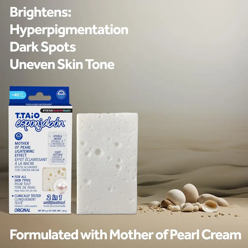 T.TAiO Esponjabon Mother Of Pearl Soap Sponge For Face & Body (2 Pack) 5