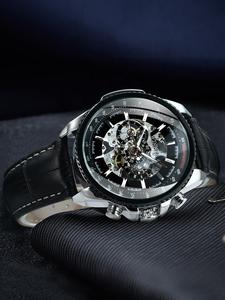 Men's Business Fashion Mechanical Watch, Fashion Watch with Luminous Hands, Casual Round Dial Watch for Party, Trendy All-match Watch for Birthday Gift with Box