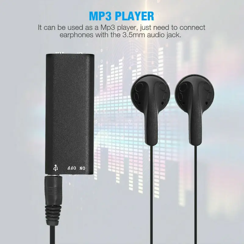 Compact 8GB Digital Voice Recorder Dictaphone Audio MP3 Player Sound Recording with USB Support mini  speaker  magnet wireless  earbuds speakers  bluetooth noise  cancelling ear  piece  bluetooth fitness  gear 3