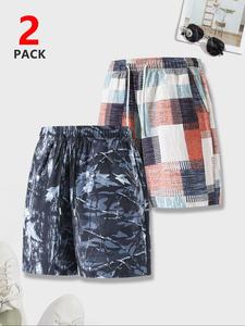 Men's Plaid Print Boxer Briefs, Loose Casual Comfy Breathable Shorts for Beach Vacation, Men's Bottoms for Summer