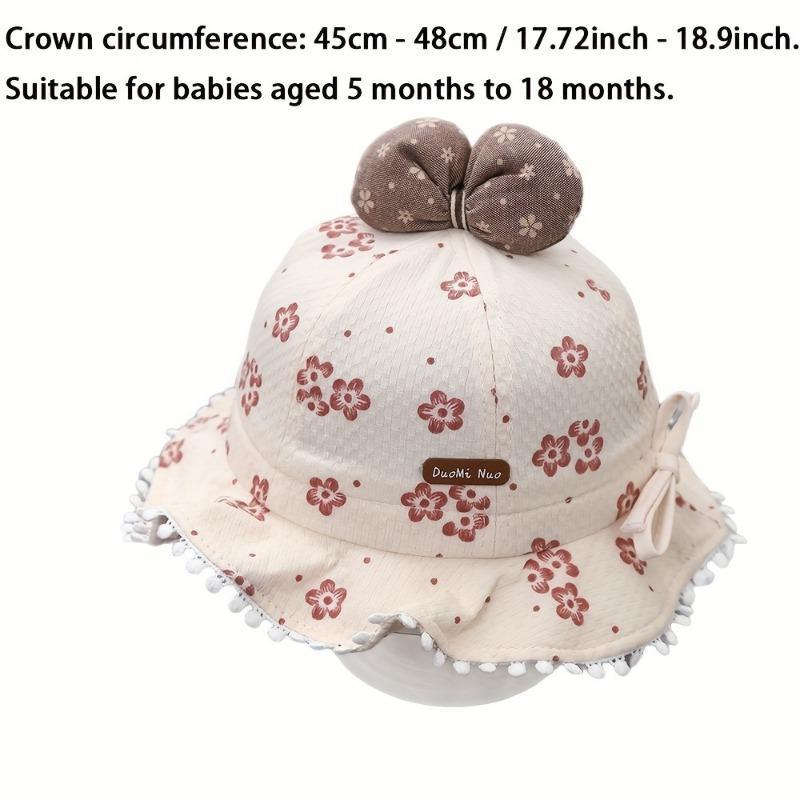 Youngsters's hat spring and summer Korean style pull cord boy/girl fisherman hat, bow lace princess bucket hat, beach hat, cute and adorable sun protection windproof hat with adjustable size 5