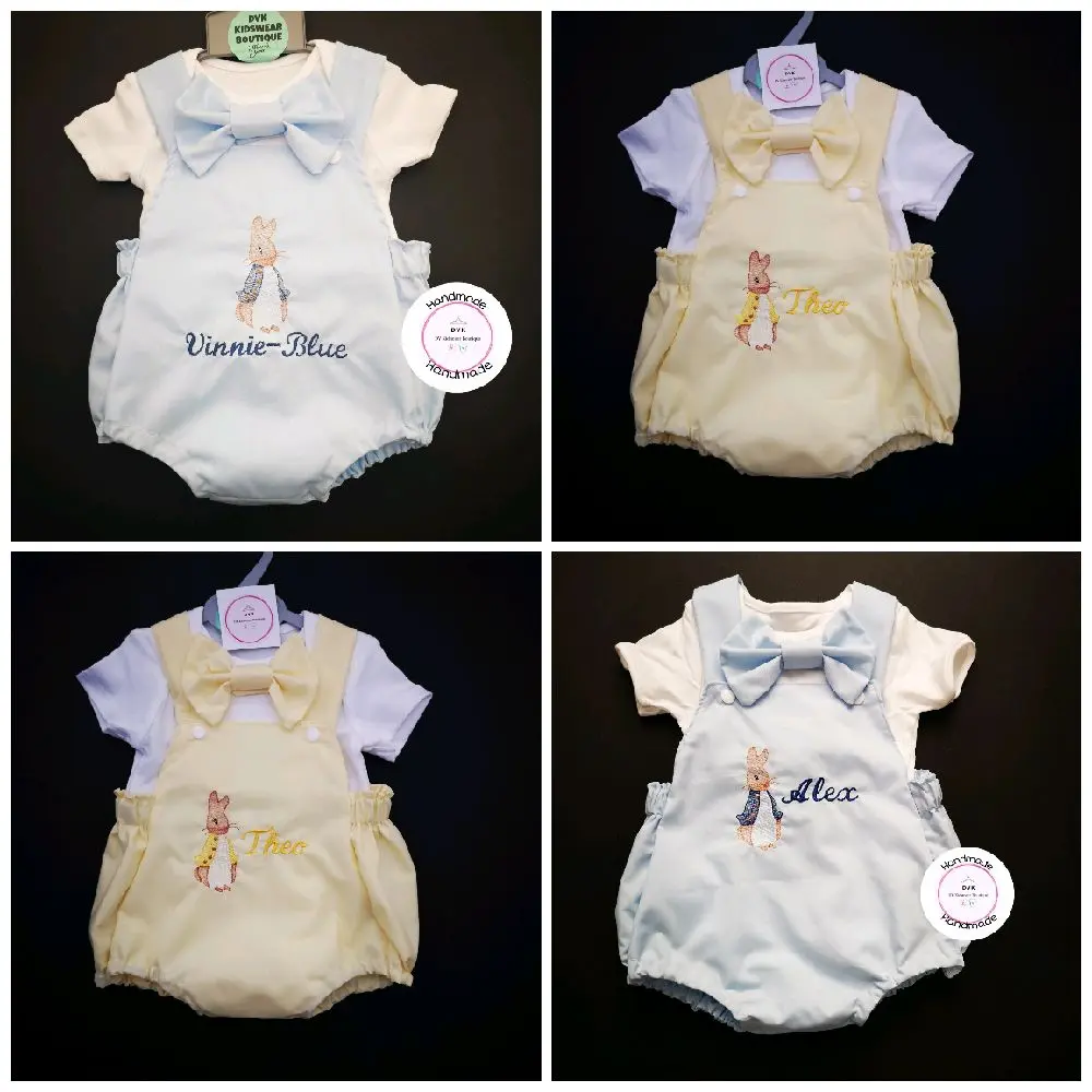 Personalised Handmade Easter Bunny 3 piece Outfit for baby boy 0m-24 months(sock is not handmade)