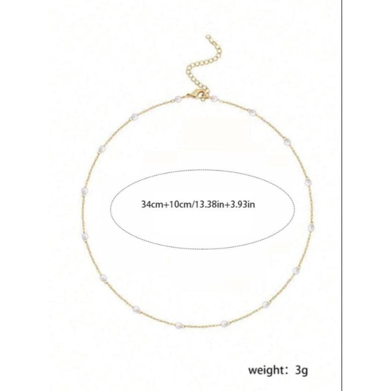 Women's Elegant Faux Pearl Decorated Necklace,  Girlfriend Gifts Jewelry, Exquisite Trendy Necklace, Chic Jewelry for Party & Daily Decor 1