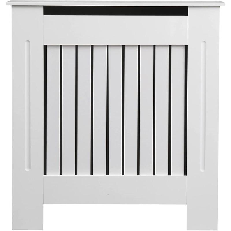 AVC Designs Kensington Radiator Cover Modern MDF Wood White Grey Vertical Slat Living Room Bedroom Hallway Cabinet (Small White) 3