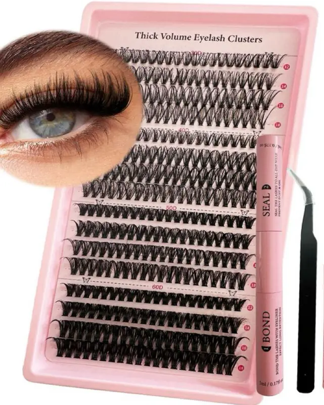 【Fast Delivery】Individual Eyelash Kit, 1 Set Mixed Length & Natural Look Fluffy Eyelashes Extension, Self Grafting Curl Eyelashes,  Lash Extension Kit, Eye Makeup Enhancement, Christmas Gift, Lash Clusters Kit(Send tweezers glue) 1