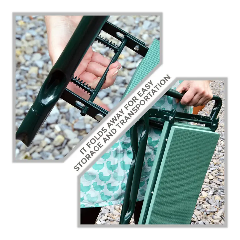 Garden Kneeler 2-in-1 Folding Gardening Padded Seat and Kneeling Stool Tool Bag 2