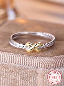 S925 Sterling Silver Fashion Cross Design Ring, Fashion Jewelry for Party, Daily Decor, Trendy All-match & Exquisite Jewelry for Birthday Gift, Wedding Promise Rings