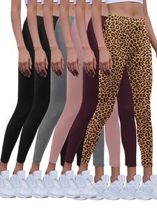 Women's Solid Color & Leopard Print High Waist Leggings, Casual Comfy Skinny Pants for Daily Wear, Ladies Bottoms for All Seasons