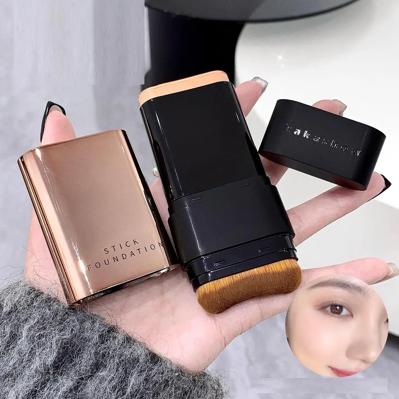 Skin Beauty Water Glow Foundation Stick, Seamless Water Glow Foundation Stick, Base Makeup, Concealer, Long-lasting and Non-removable