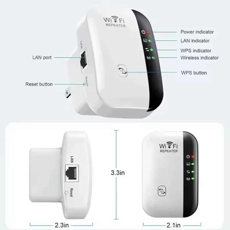 E&I    1pcs UK Plug WiFi Extender with Ethernet Port - 2.4GHz, 300Mbps WiFi Booster, Supports Repeater/Router/AP Mode & WPS, One - Tap Setup, Compatible with All Network Routers 3