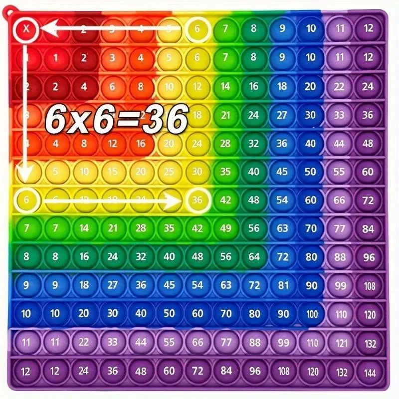 Colorful 12x12 Multiplication Push Bubble Fidget Pop Toys, Times Table Math Teaching Resources Educational Toys Gifts for Kids Halloween Christmas Gift 0