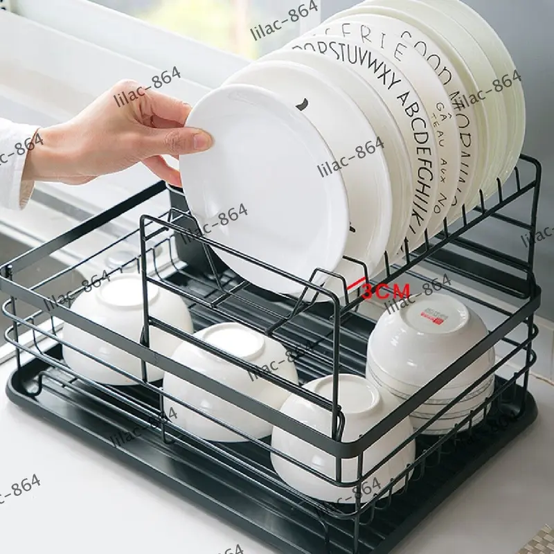 UK Large Kitchen Sink Dish Drainer Rack with Drip Tray and Plate Cutlery Holder 2