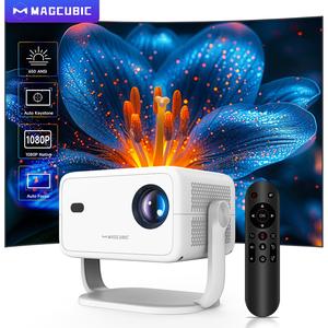 Magcubic 1080P Auto Focus & Keystone Correction Projector, Portable Voice Home Theater Projectors with Remote Control, Home Theater Projector for Bedroom, Audio, Smart Projector