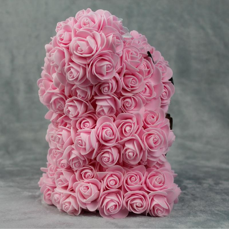 Personalised Flower Bear Custom Name Rose Bear Teddy Artificial Rose Birthday Christmas Mother's Day Gift for Her Gift For Him Nan Friend Daughter Son Wedding Funeral Memorial Colourful Flowers Personalized 4