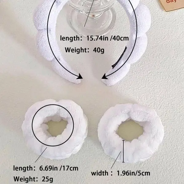 Women's Cute Fashion Fluffy Hair Hoop & Wristbands with Moisture Absorption Function, Gifts for Girlfriend, Casual Trendy Hair Accessories Set with Ruched Design for Women & Girls hairband 8
