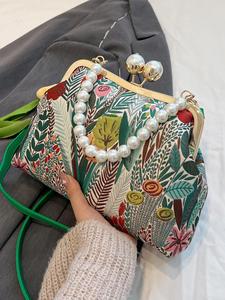 Women's Elegant Floral & Leaf Print Purse Crossbody Bag, Embellished Shoulder Bag, Fashionable Colorblock Shoulder Bag for Daily Used, Casual Trendy Versatile High-quality Daily Commuting Bag