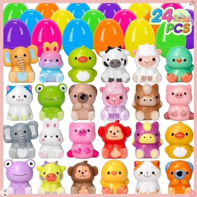 24 PCS Prefilled Easter Eggs with Toys Slow Rising Squishy Toys Easter Basket Stuffers for Toddler Easter Gifts for Kids,Squishies Easter Toys for Toddlers,Easter Party Favors,Easter Egg Hunt