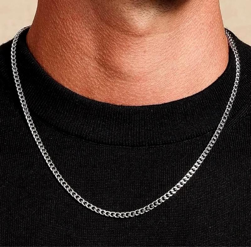 Product Introduction of Men's Silver Cuban Link Chain - 3mm Width, 45-60cm Length rapper chains men - UK Delivery 10