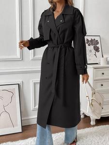 Women's Casual Fitted Woven Jacket, All-Season Lightweight Coat, Button Front Collar Design, Includes Waist Belt, Perfect for Daily Wear