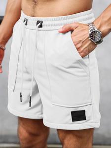 Men's Letter Patch Pocket Shorts, Casual Breathable Comfy Shorts for Summer, Fashion Men's Bottoms for Daily Wear