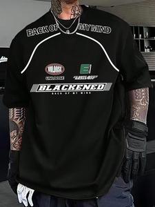 Men's Solid Back of My Mind Blackened Short Sleeve Tee, Loose Casual Trendy Crew Neck T-shirt for Summer, Fashion Men's Top for Daily Wear