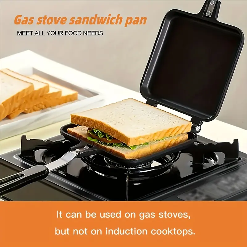 Double-Sided Non-Stick Versatile Sandwich Maker - Ideal for Outdoor Camping & Kitchen Use, Perfect for Grilled Cheese, Breakfast Sandwiches & Omelets 4